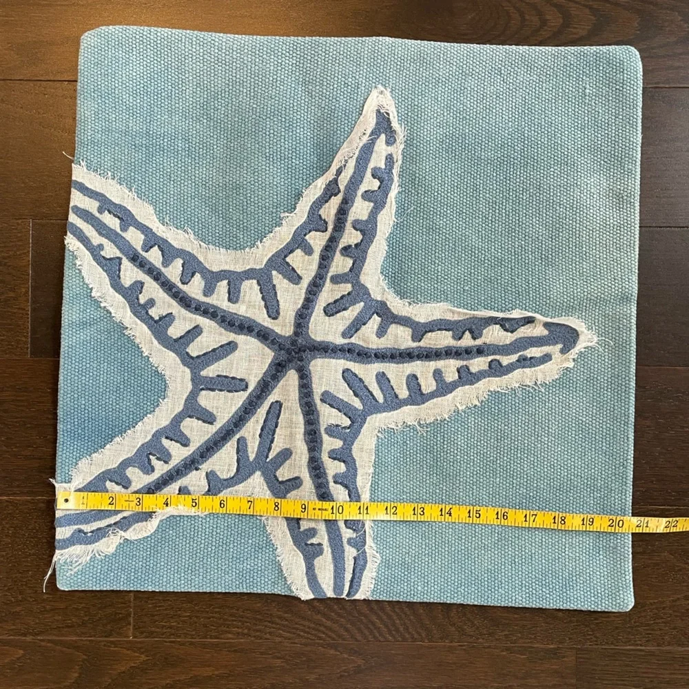 Pottery Barn Blue Starfish Pillow Cover - Picture 3 of 4